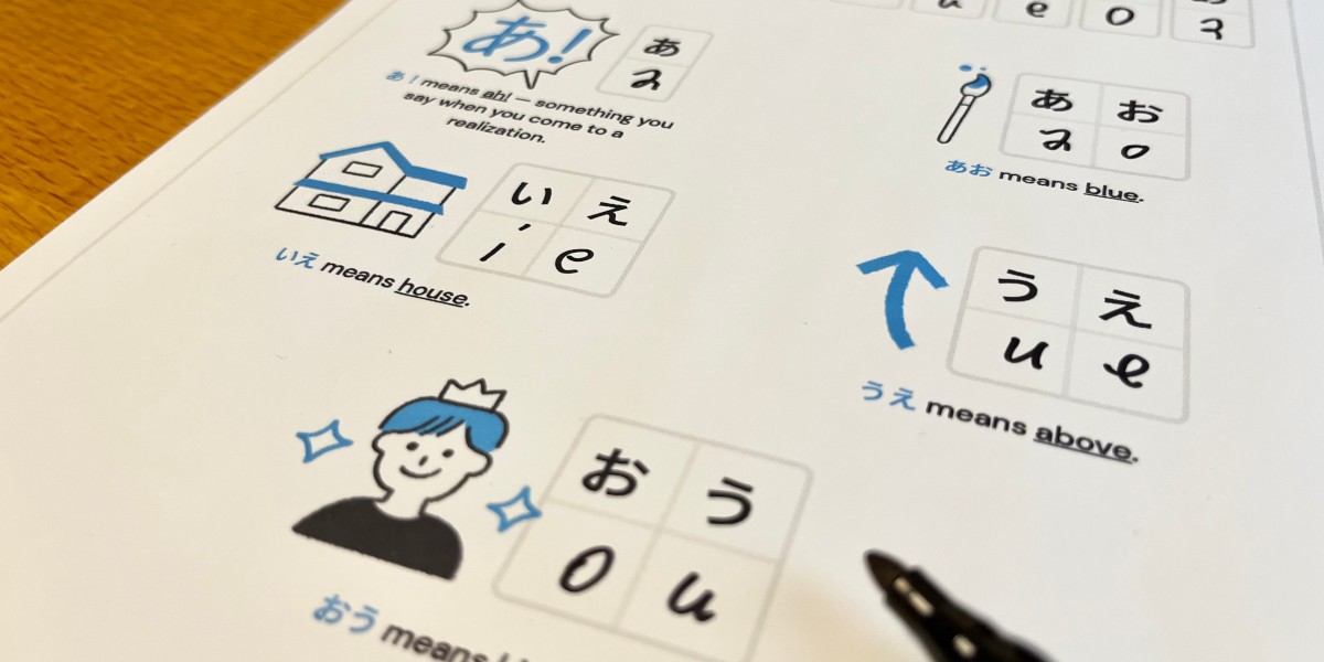 a page for hiragana reading practice