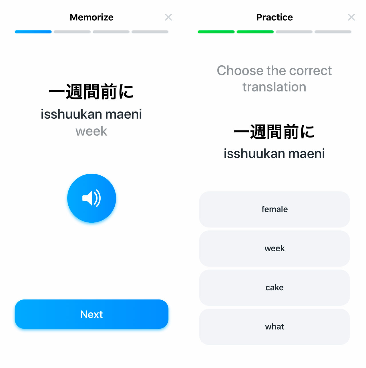 review sessions from itranslate lingo japanese learning app