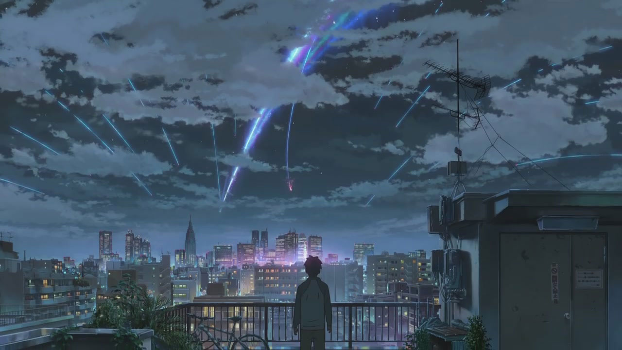city skyline from top rated anime film